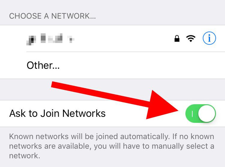 گزینه "Ask to Join Networks" در تنظیمات وای فای، برای امنیت هات‌اسپات